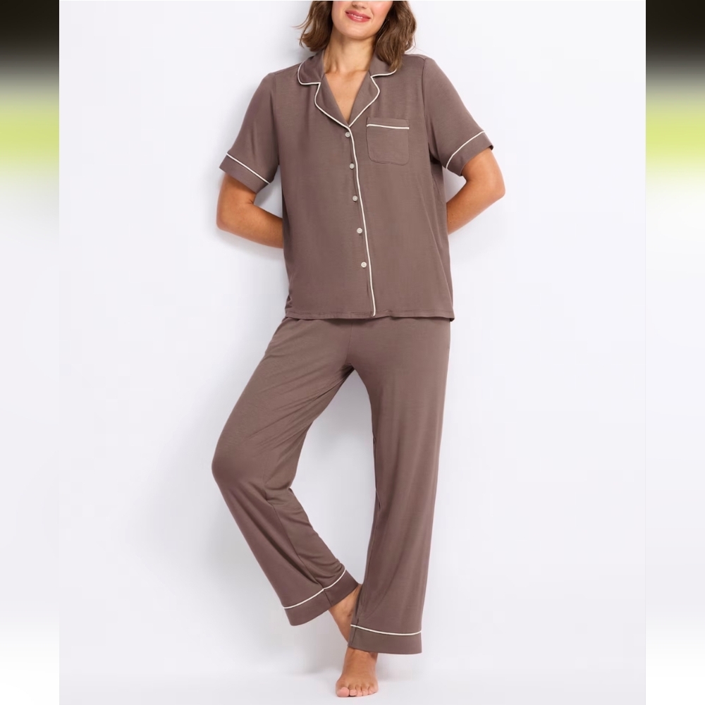 Awhile DreamCool Button Up Top and Pant Set- L
